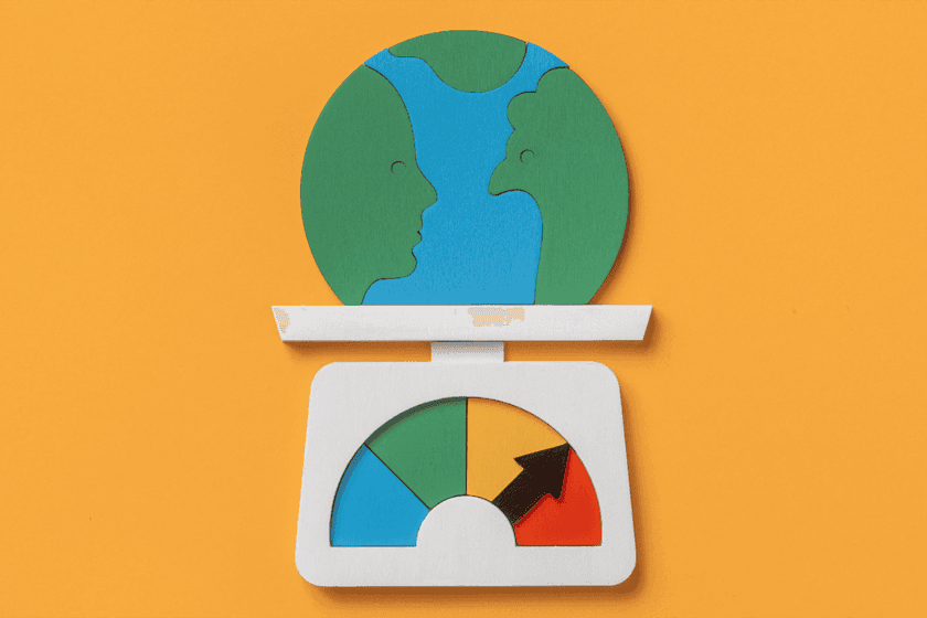 Illustration showing the globe on a scale.