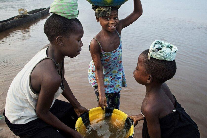 Children in the Sankuru River, Democratic Republic of the Congo. 